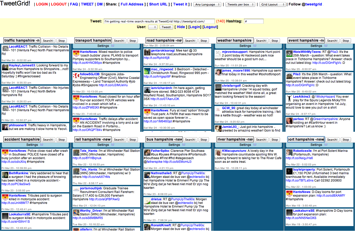 TweetGrid an excellent Twitter monitoring tool (screenshot)