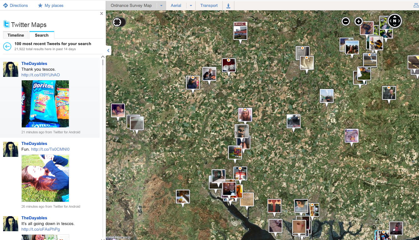 Twitter tool Bing map photo search