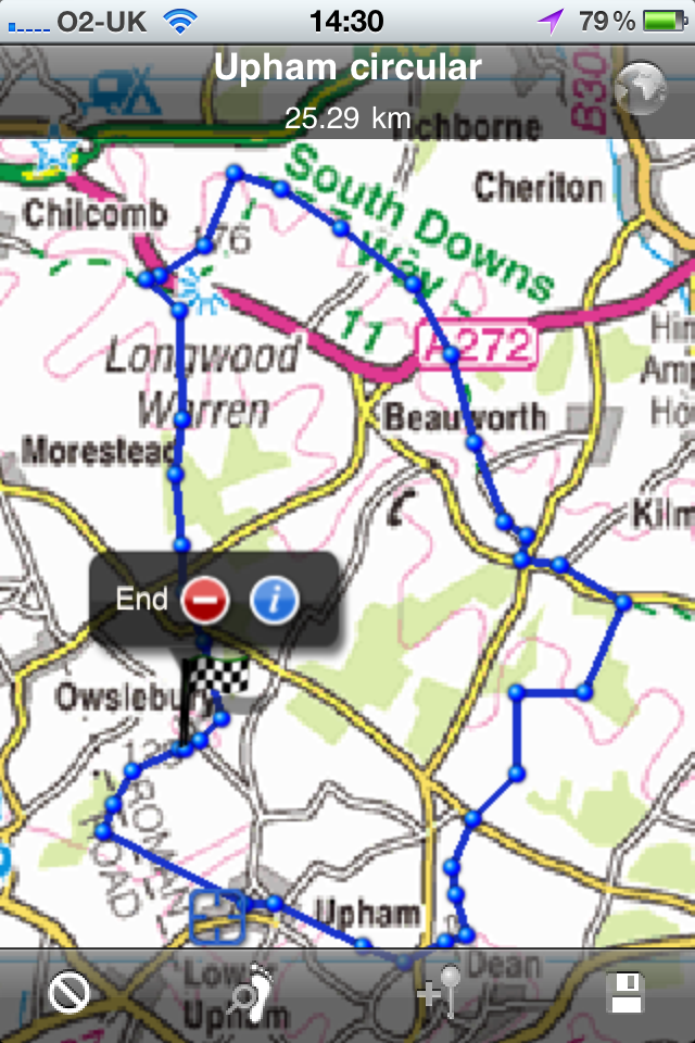 Ordnance Survey Landranger Mapping app iPhone Create a Track