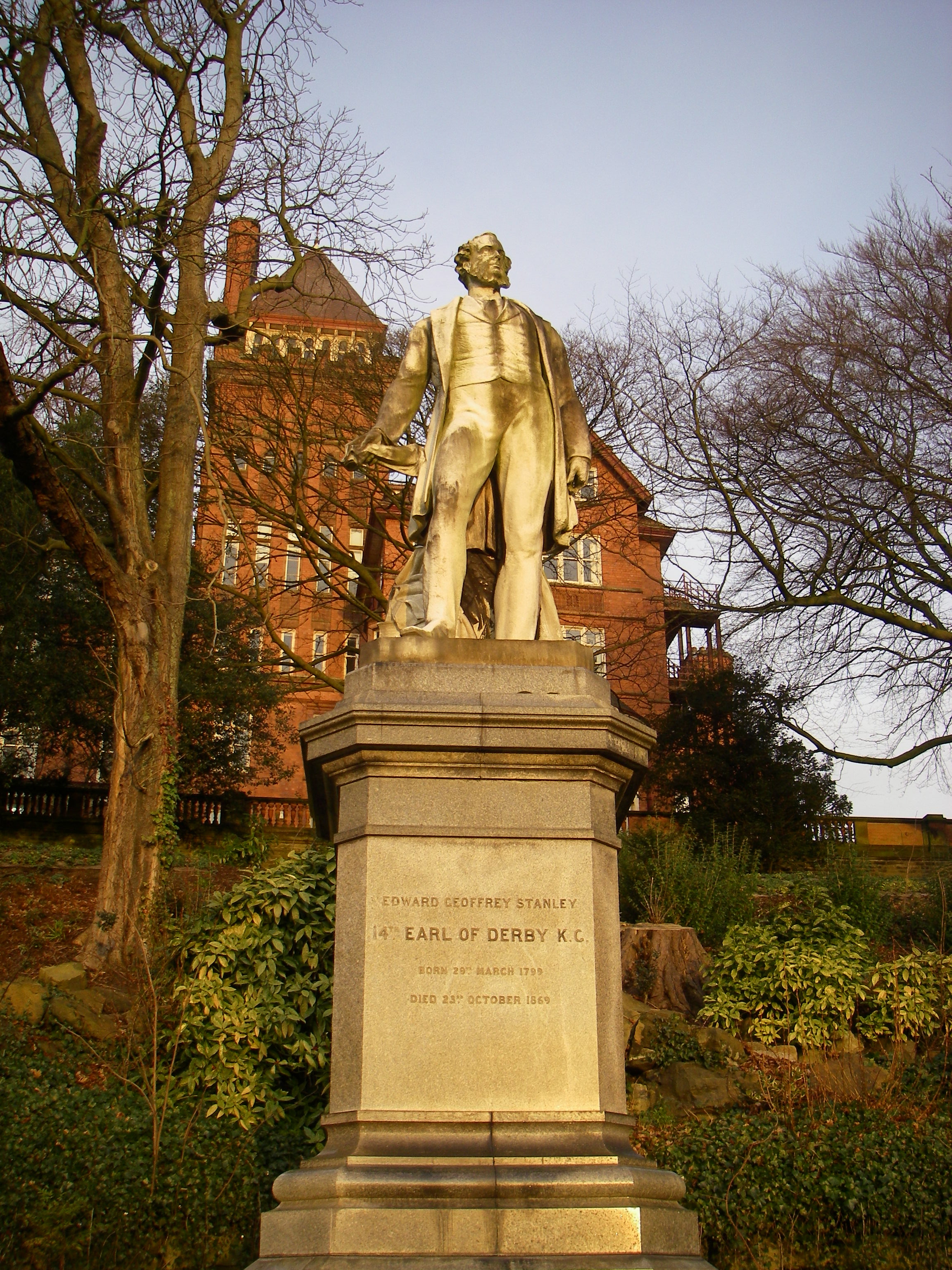 Statue of Edward Geoffrey Stanley: The Earl of Derby 1799-1869